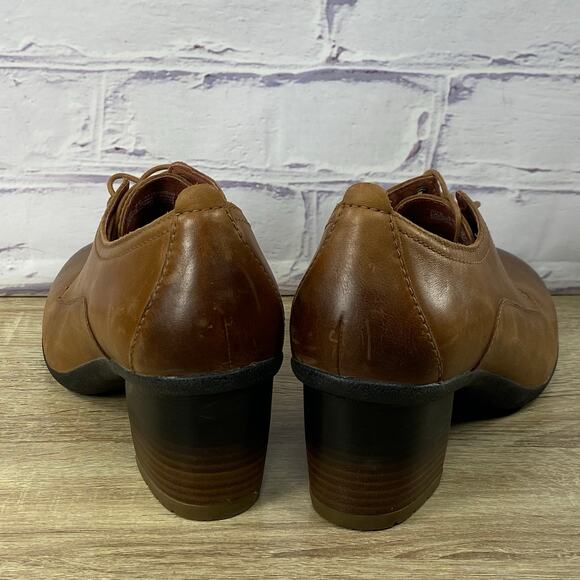 Dansko Pennie Brown Lace Up Oxford Shoes EU 40 US 9.5-10 Block Heel Chunky - Picture 4 of 9